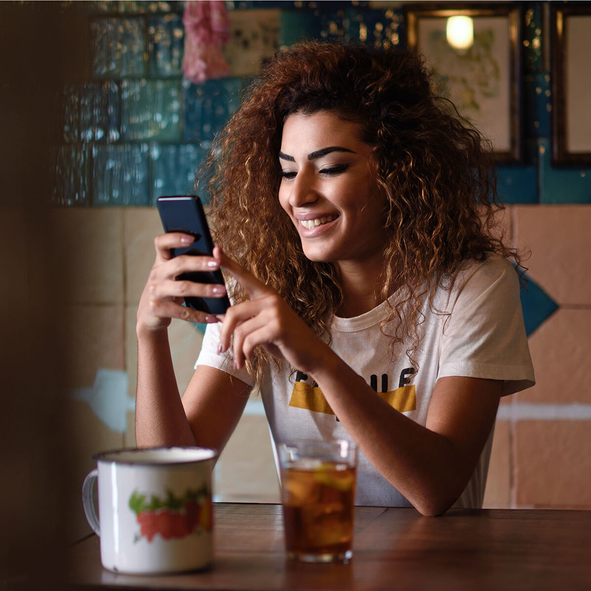 Woman Looking at Smartphone